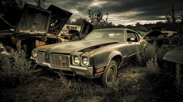 Une Oldsmobile Cutlass de 1972 refait surface dans une casse américaine, témoin d’une époque révolue