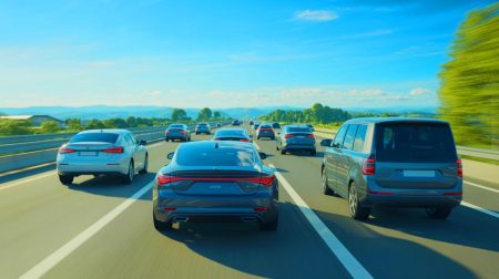 Illustration de la vitesse des conducteurs français sur les longs trajets. Image réalisée par IA.