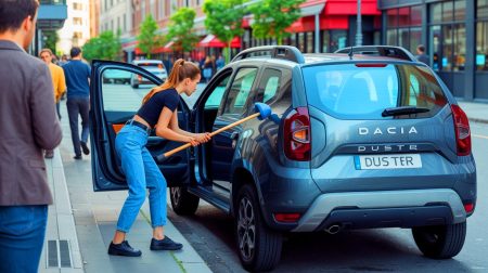 Illustration de l'astucieuse technique de vol d'une voiture par ventouse. Image réalisée par IA.