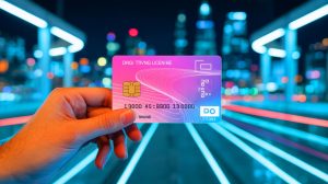 Illustration de la transition du permis de conduire rose vers le nouveau format numérique, générée par intelligence artificielle.