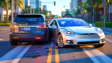 Illustration de l'accident mortel impliquant une Tesla Model S en Floride.