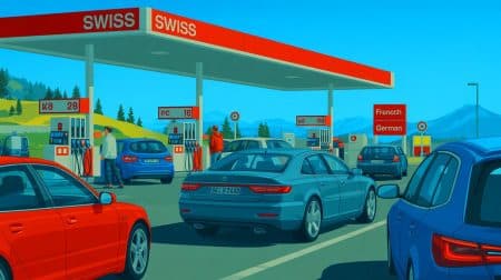 Illustration de la fraude au carburant par des automobilistes français dans les stations-service suisses.