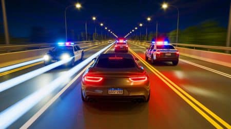 Poursuite à contresens sur l’A1 : un automobiliste à 250 km/h met en danger la sécurité publique Illustration de la course-poursuite à 250 km/h sur l'autoroute A1 impliquant un chauffard sans permis.